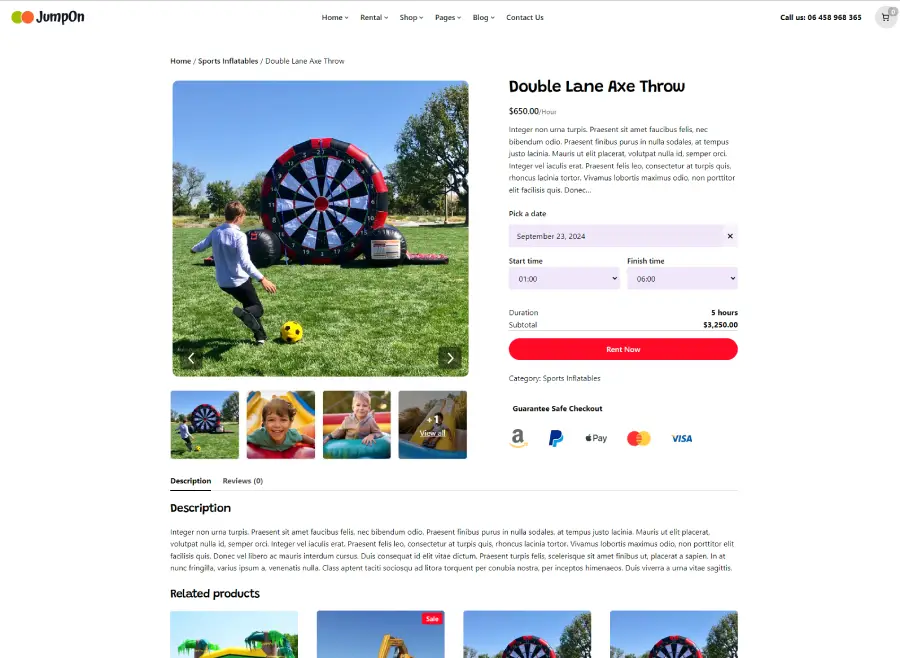 Hourly Rental Product Image